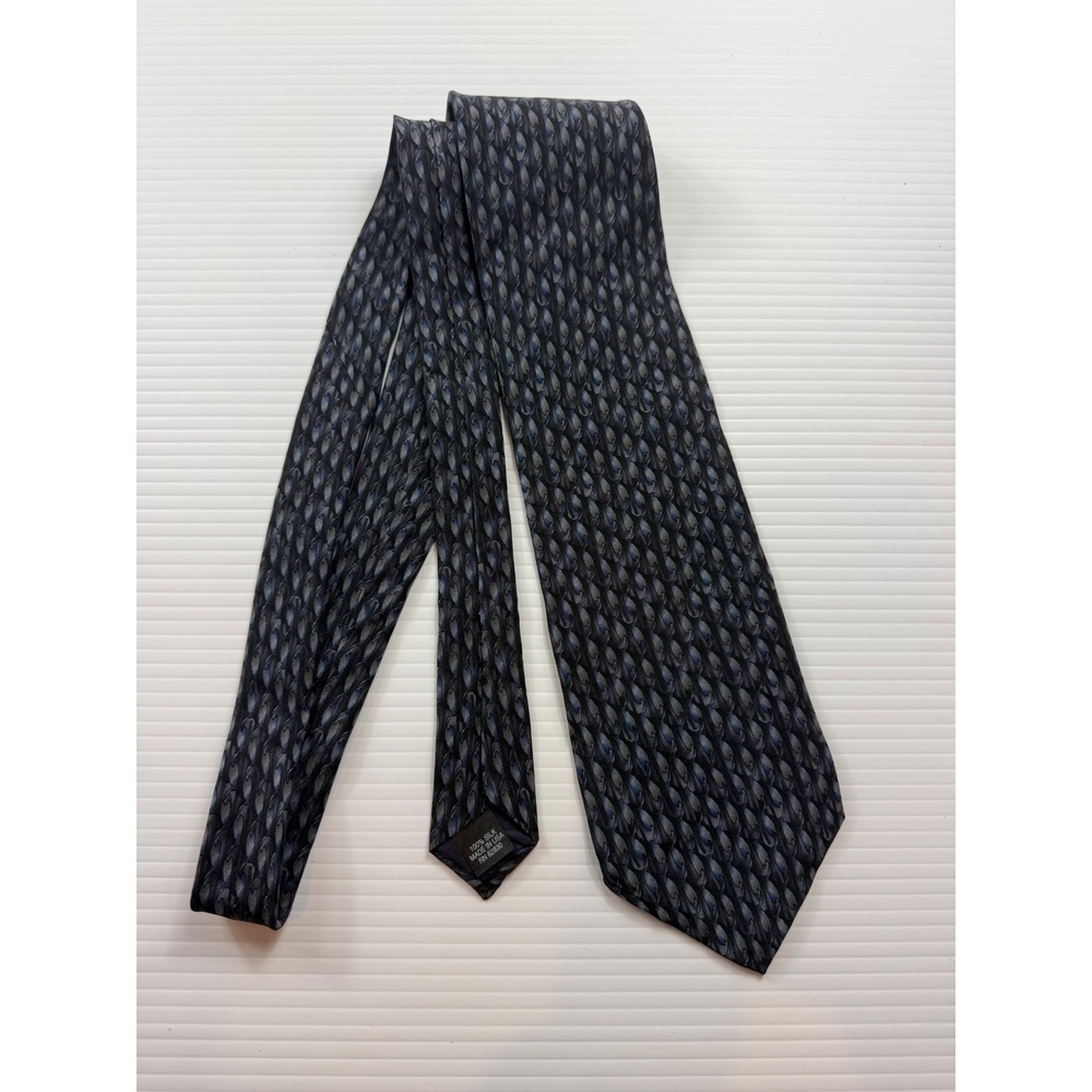Christopher Reeve Collection Michael Ciravolo Silk Tie Black Blue Geometric USA